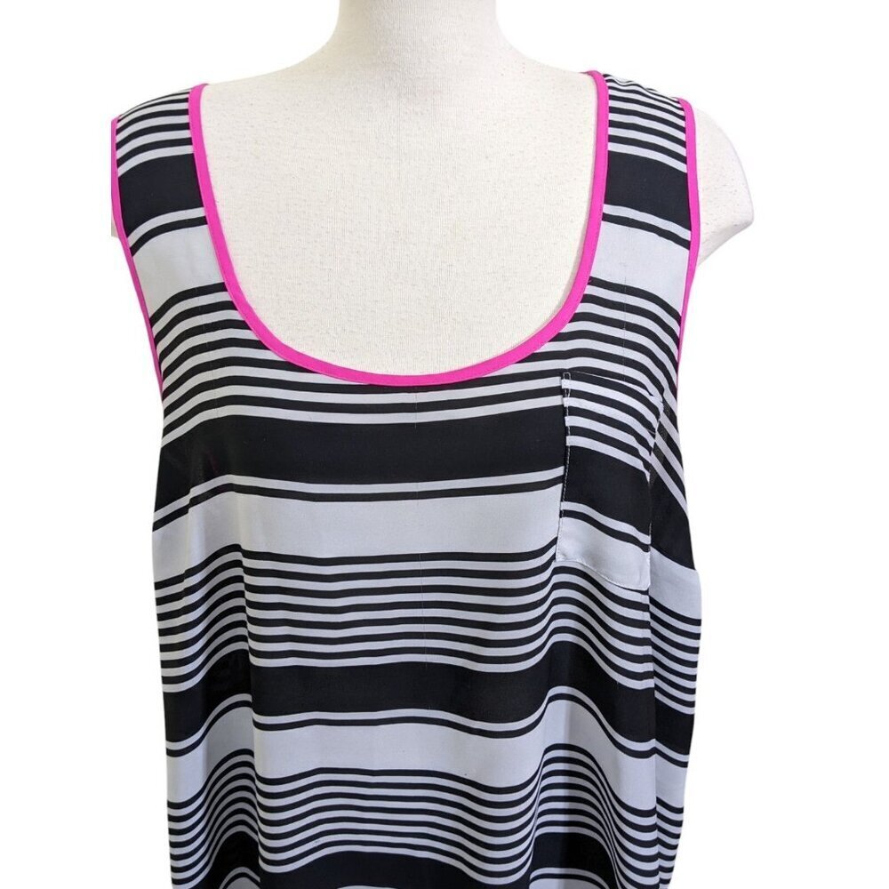 Torrid Striped Pocket Tank Top Black White Neon Pink Trim Womens Plus Size 3X - Picture 6 of 11
